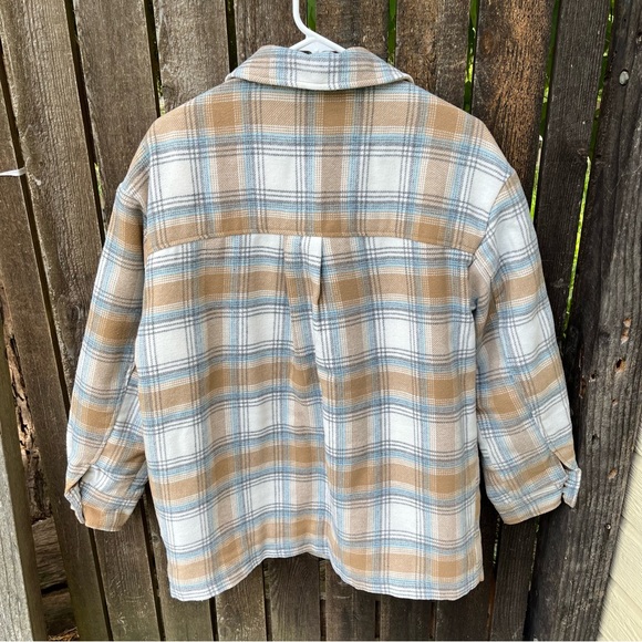 Love Tree Sherpa Lined Flannel Plaid Button Chore Shacket Sz M - Picture 2 of 14